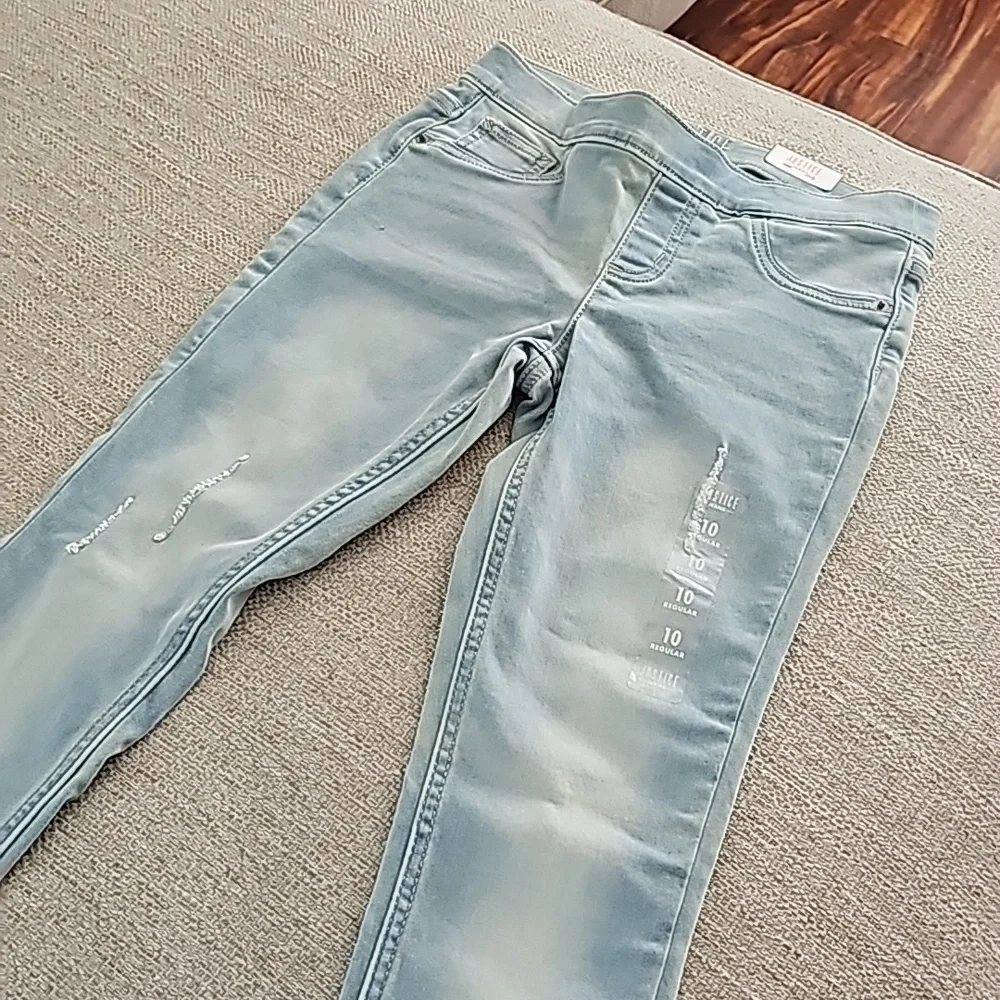 Justice Jeggings Ripped Skinny Blue size 10 Juniors High Rise nwt